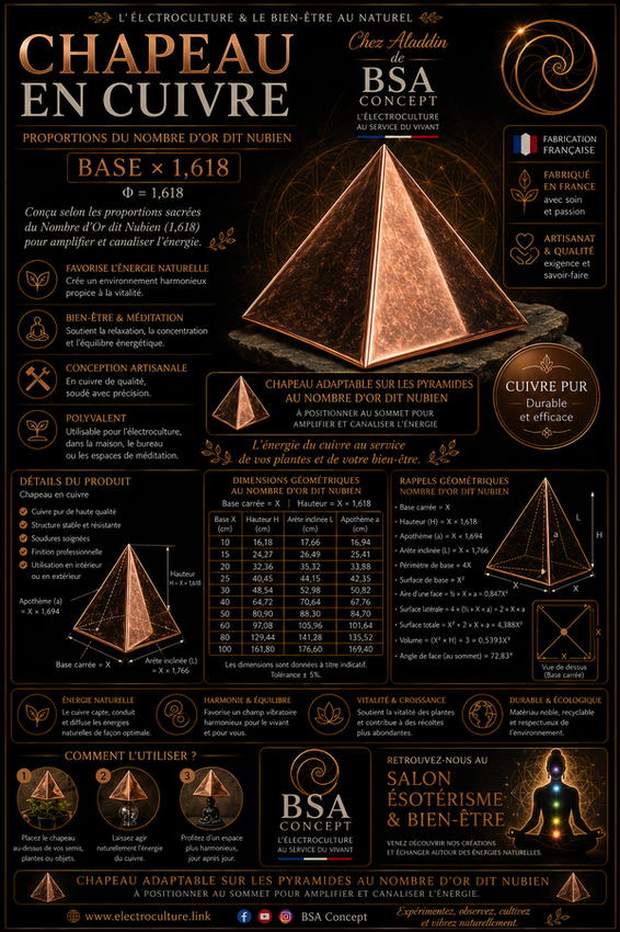 chapeau pour pyramide au nombre d'or dite nubienne