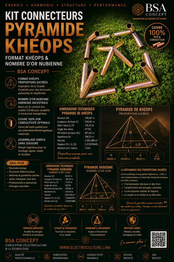 kit connecteur en cuivre pour pyramide format khéops et nubienne nombre d'or