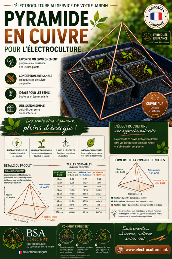pyramide en cuivre format dimension khéops